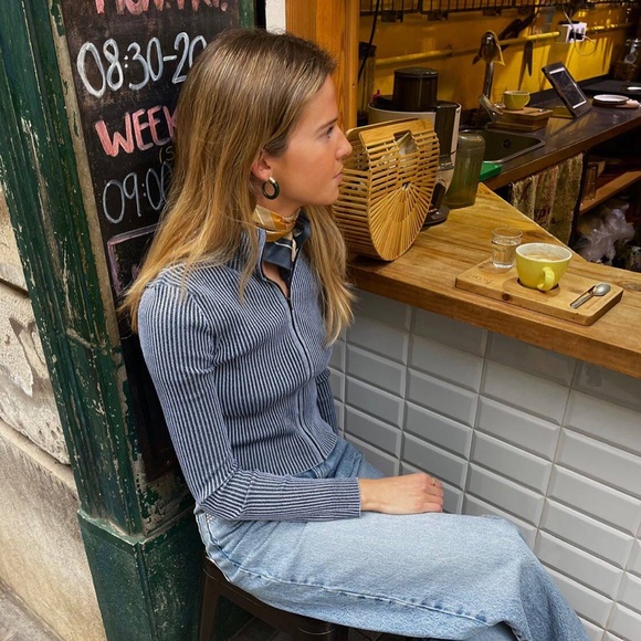 SOLD ⭐️ Blue Ribbed Zip Up Jacket - Picture 1 of 5